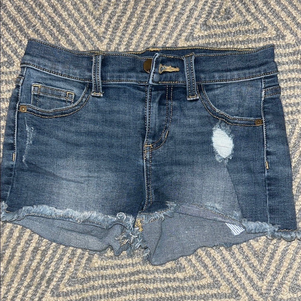 Black Blue Cut-Off Denim Shorts